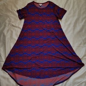 Lularoe xs carly dress red and blue